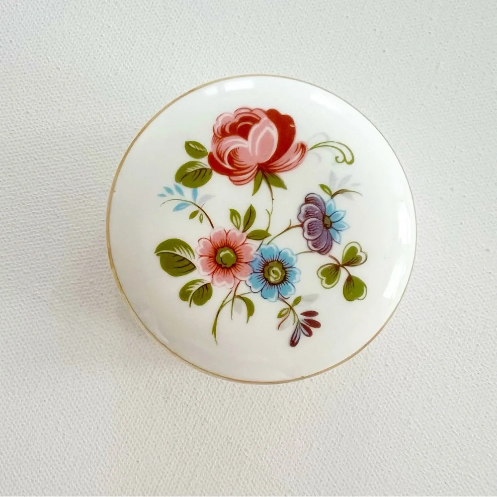 Vintage Queensway Floral Bone China Trinket Jewelry Box